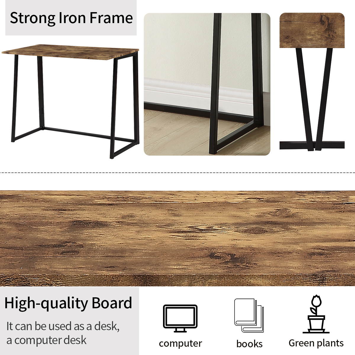 Gaming Desk 47.2" W x 23.6" D Office Computer Table, Black Gamer Workstation with 2 Cable Management Holes