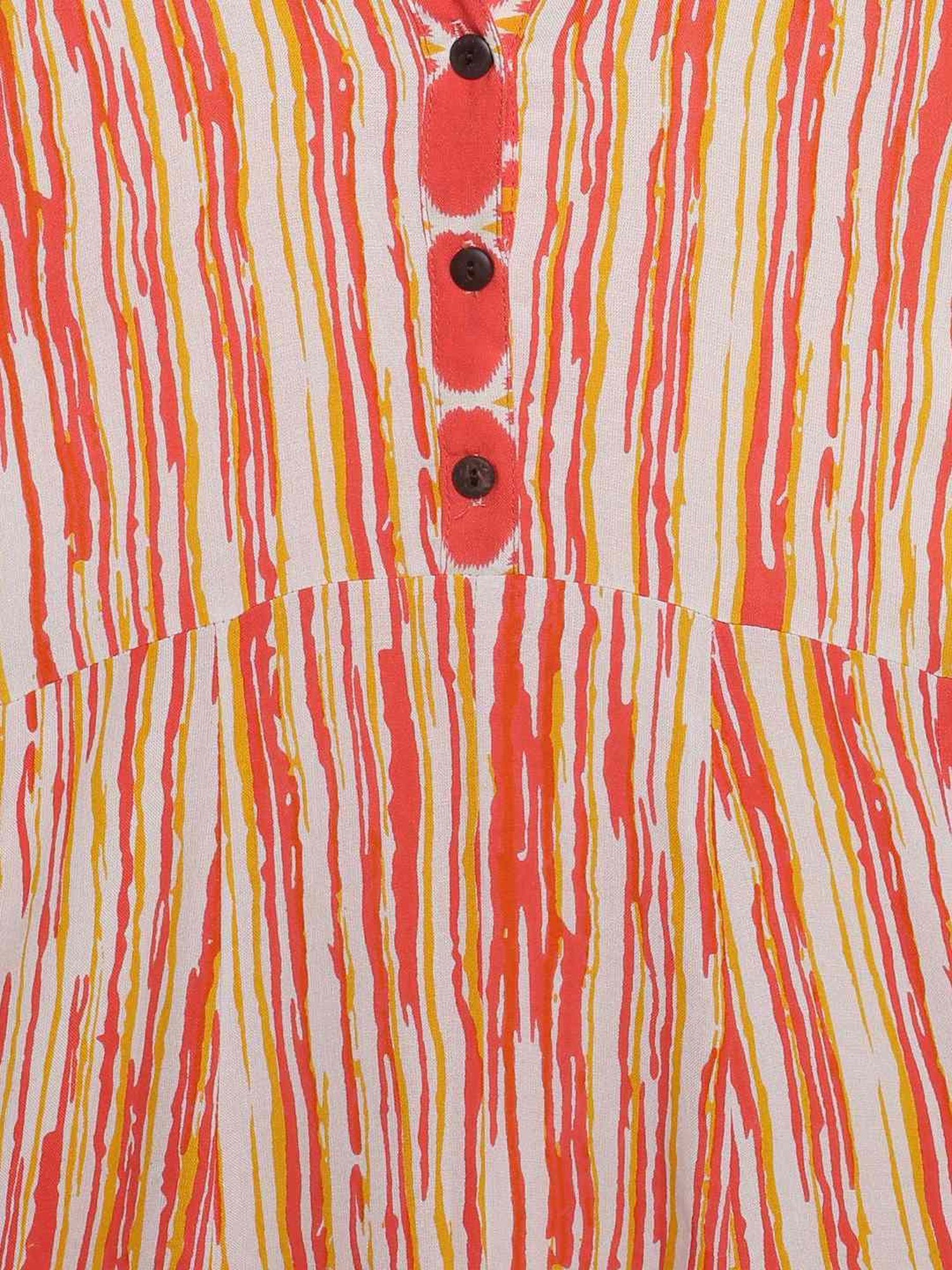 Kiddopanti Kids Orange Printed Full Sleeves Kurta