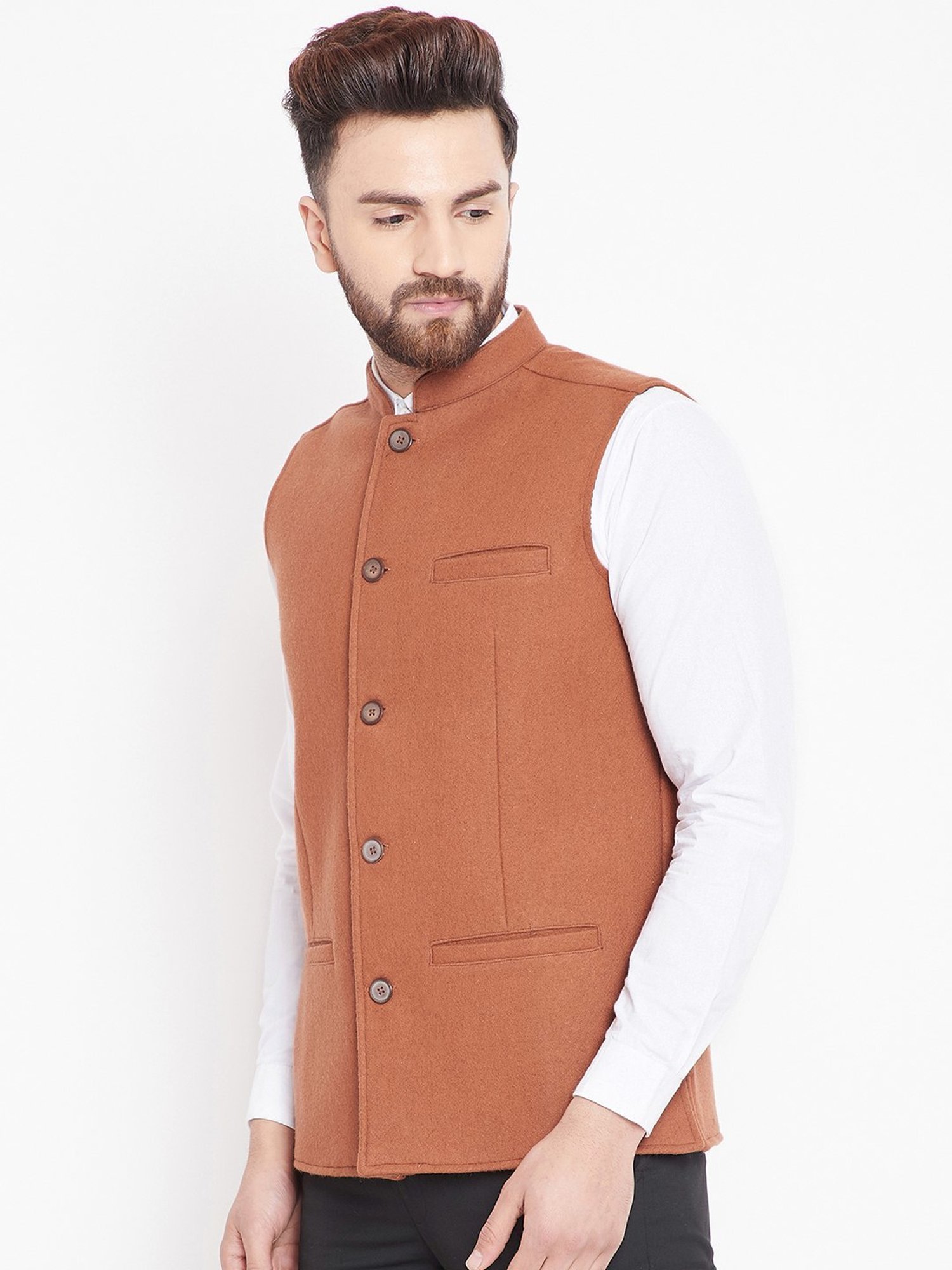 Even Brown Regular Fit Nehru Jacket
