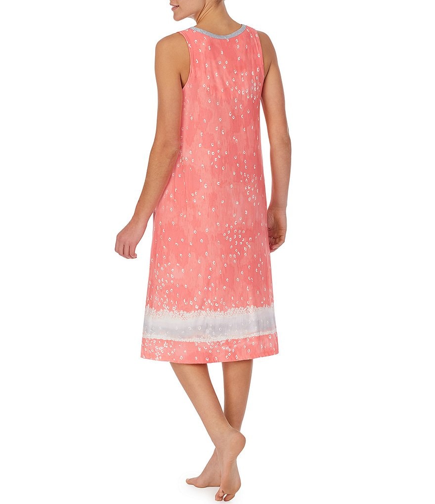 Miss Elaine Petite Silky Knit Square Neck Short Sleeve Checked Print Short Nightgown