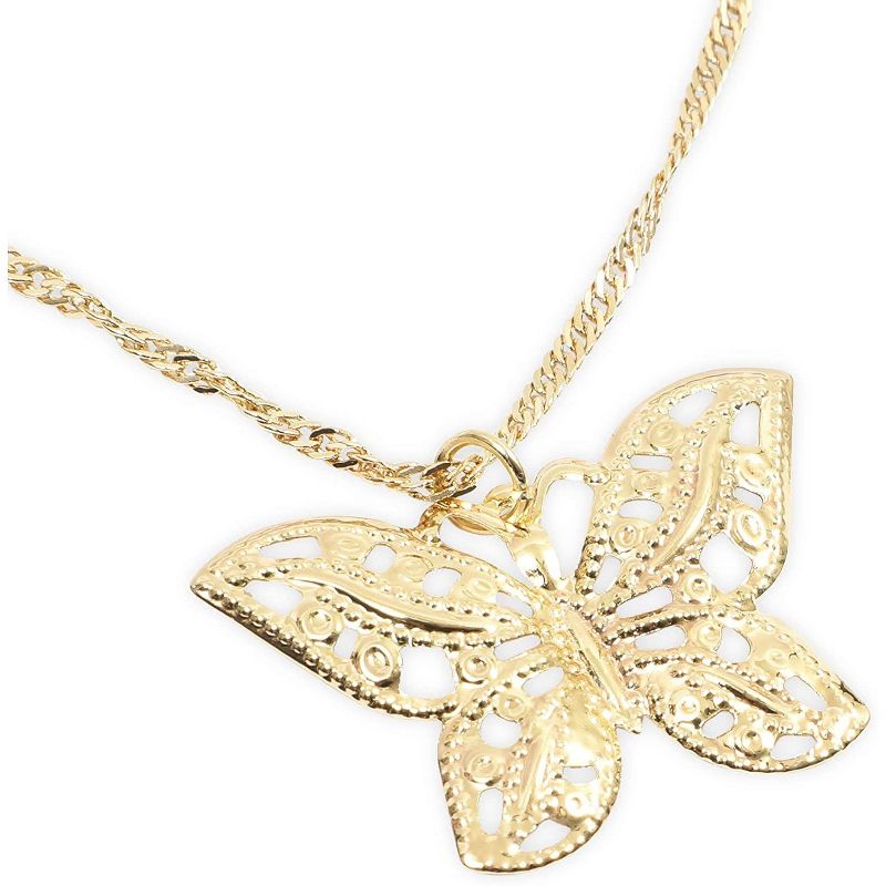 Glamlily 2 Piece Gold Butterfly Layered Necklace and Bracelet Jewelry Set for Women
