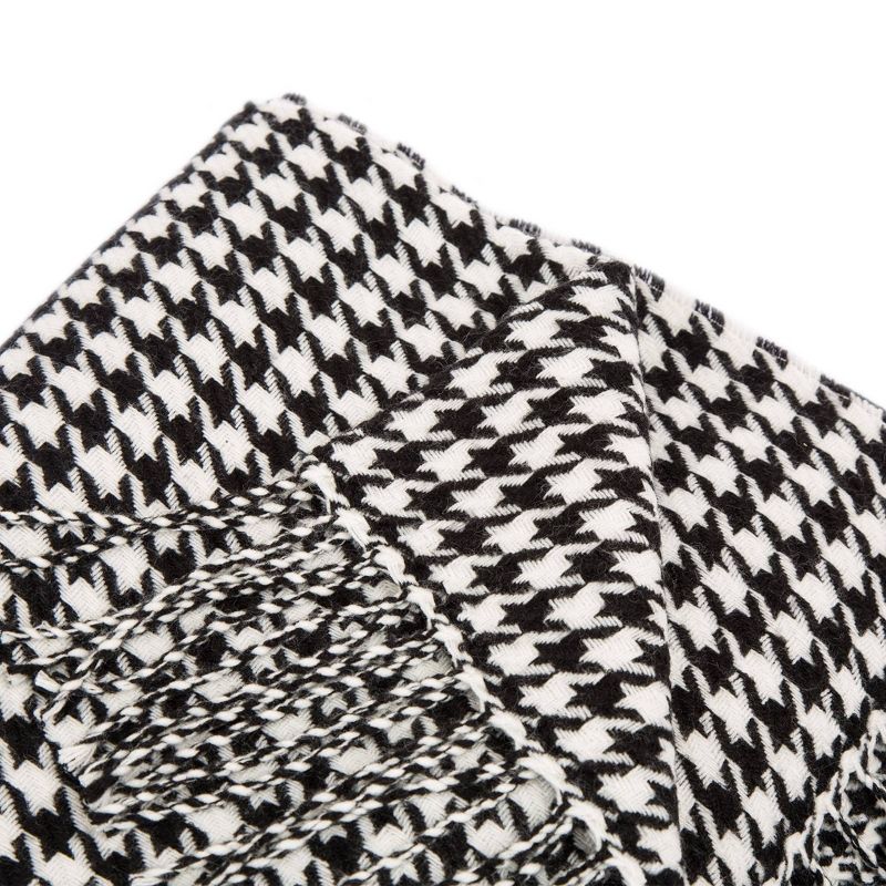 60" x 50" Acrylic Houndstooth Woven Throw Blanket Black and White - Glitzhome