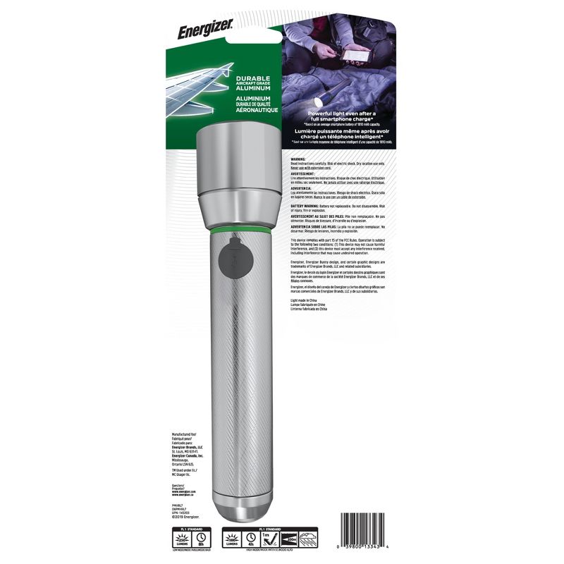 Energizer Vision HD Rechargeable Metal LED FlashLight Silver