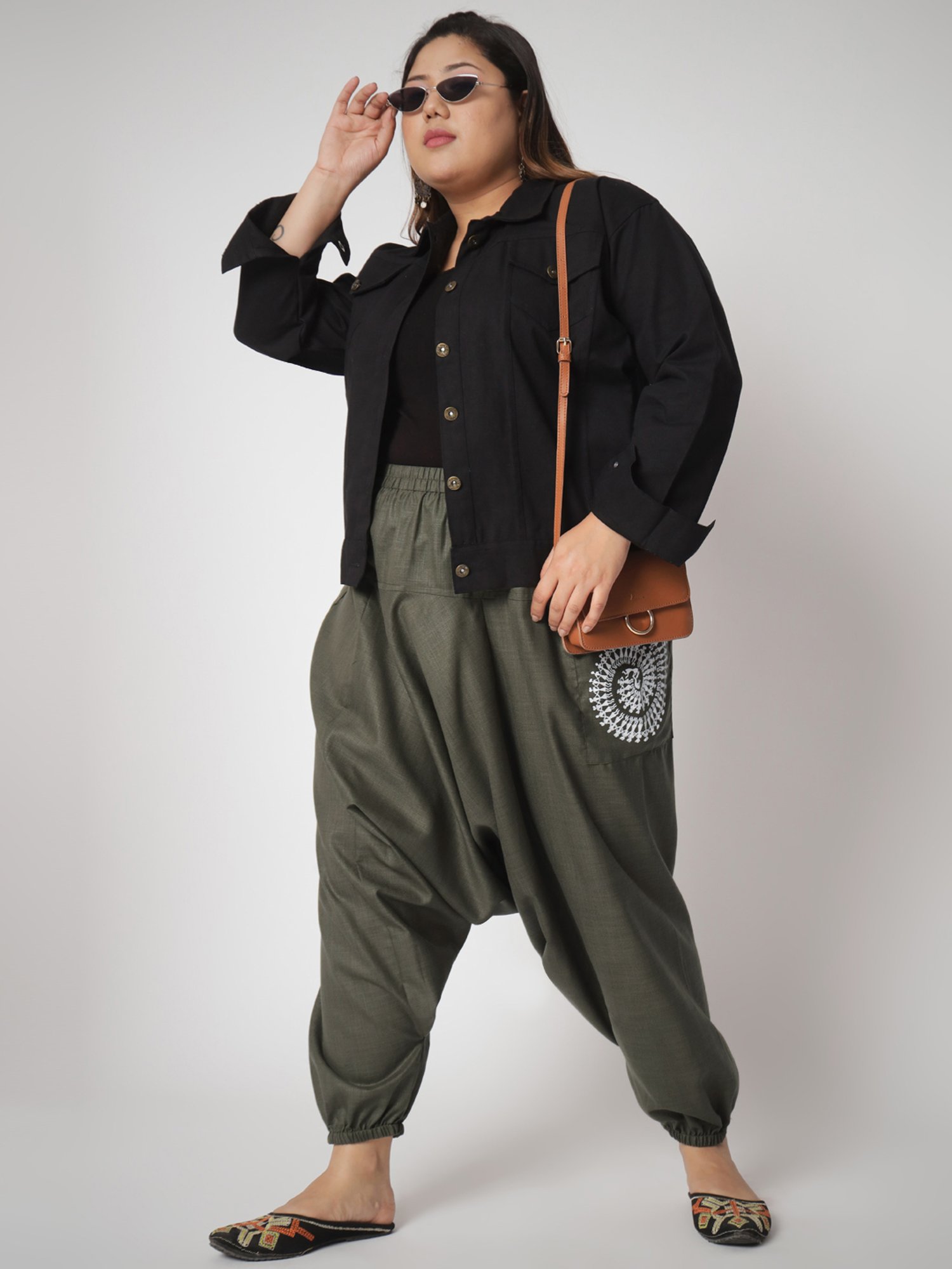 9rasa Olive Printed Plus Size Pants