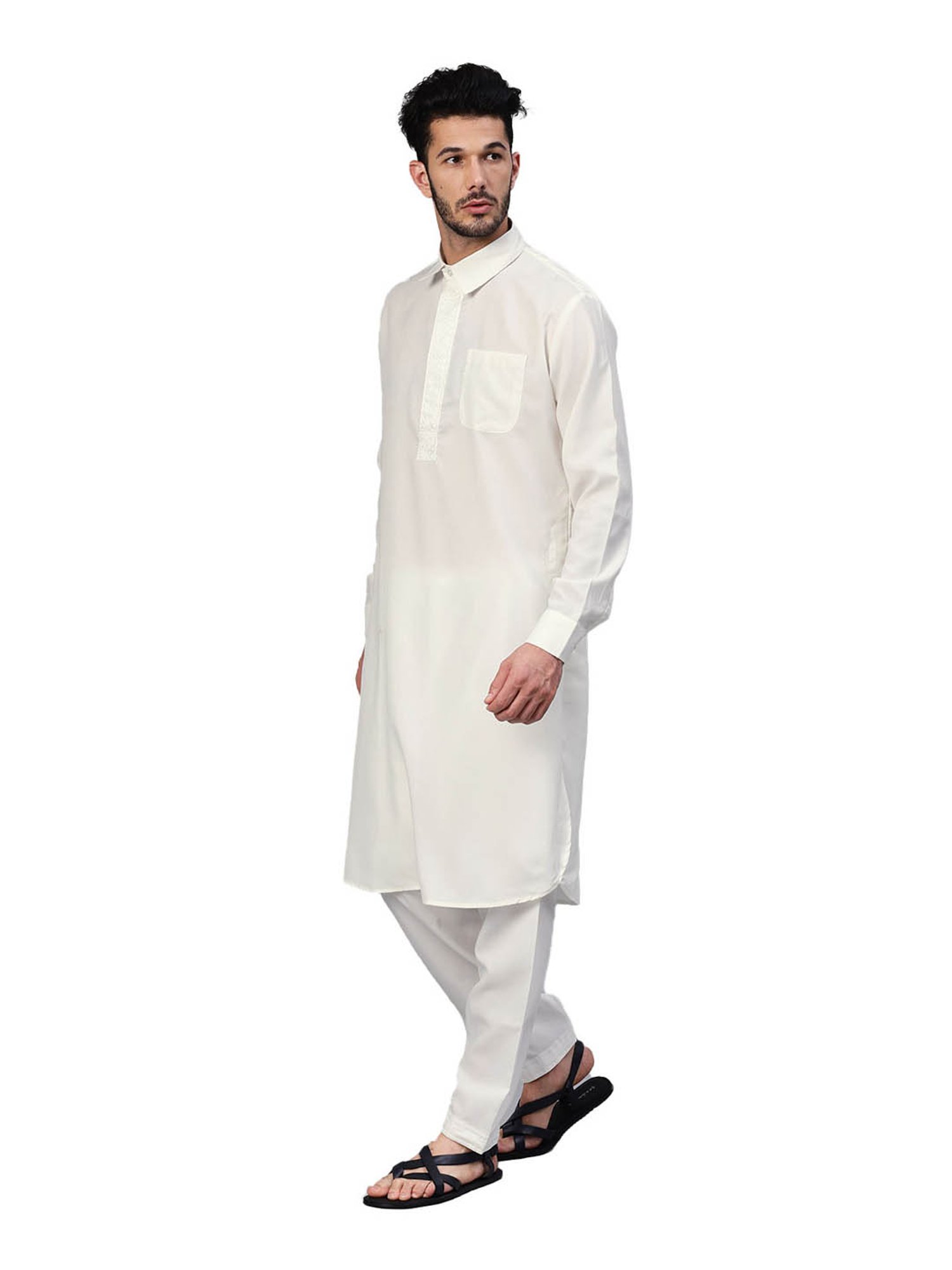 Sanwara White Regular Fit Chikankari Kurta & Churidar Set