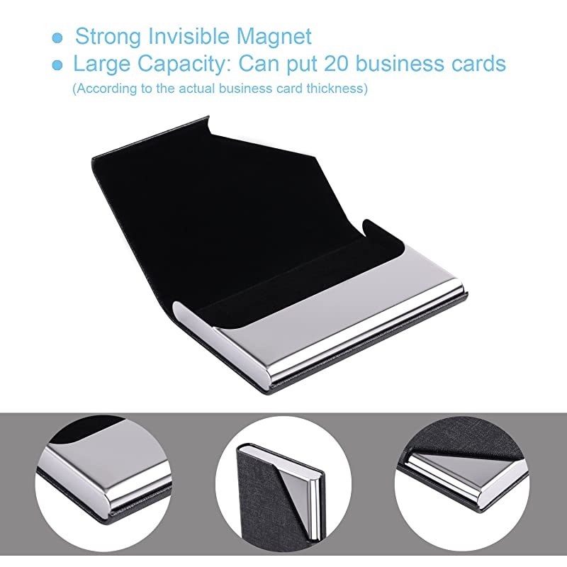 Business Name Card Holder Luxury PU Leather Multi Card Case Business Name Card Holder Wallet Credit Card ID Case Holder for Women Men Keep Your Business Cards Clean Black1