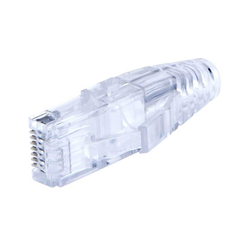 10-Pack Cat 6 RJ45 Connector Modular Plug with Strain Relief Boots, Transparent