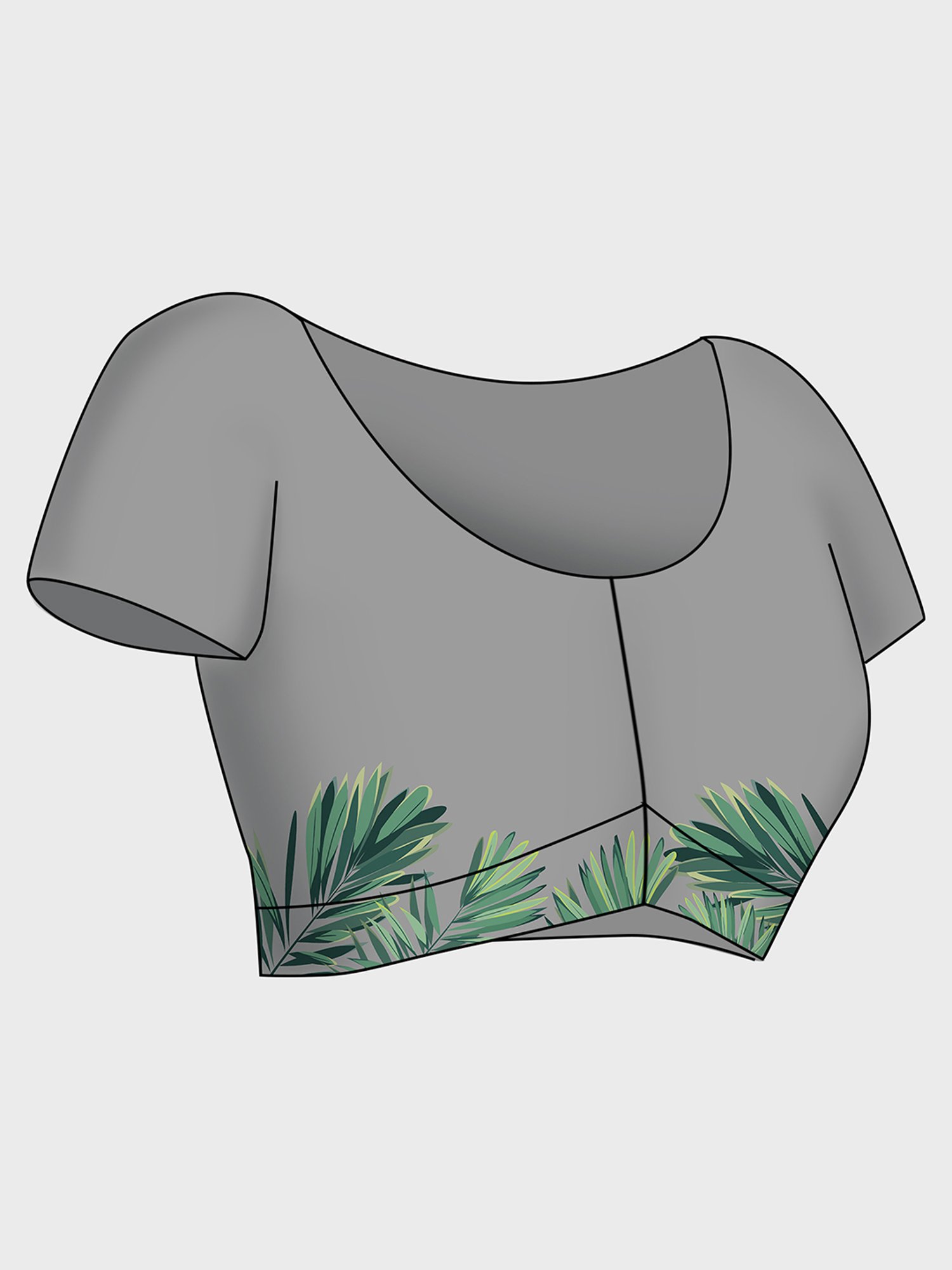 navyasa by liva Grey & Green Printed Saree With Unstitched Blouse