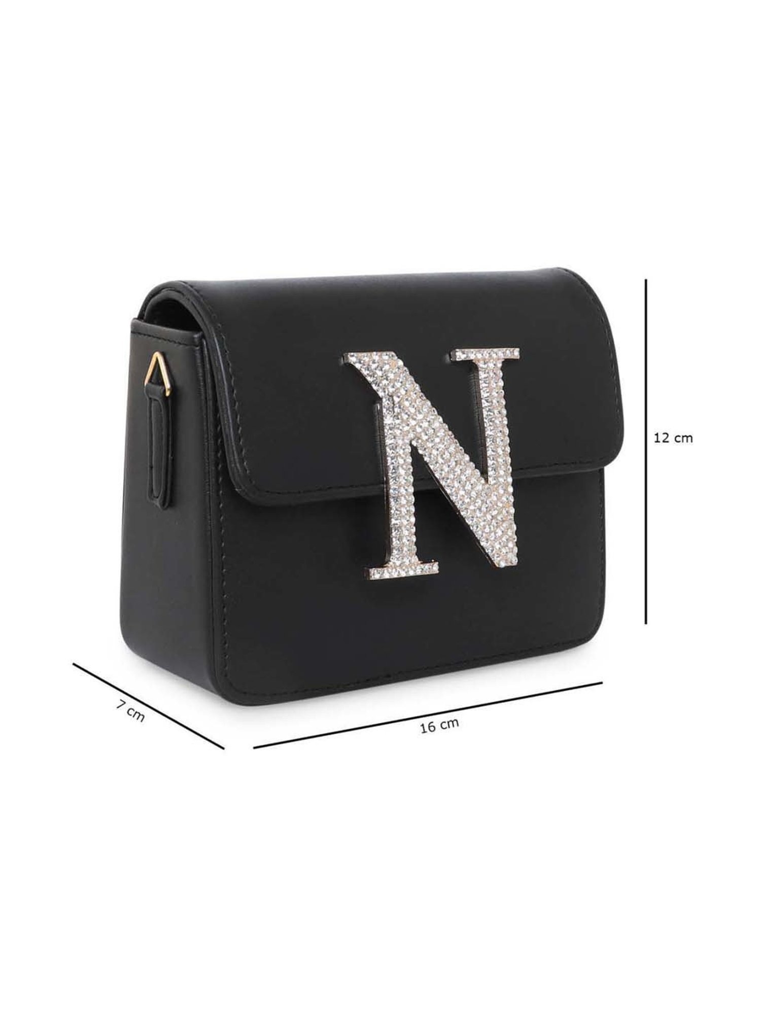 Esbeda Black Embellished Small Sling Handbag