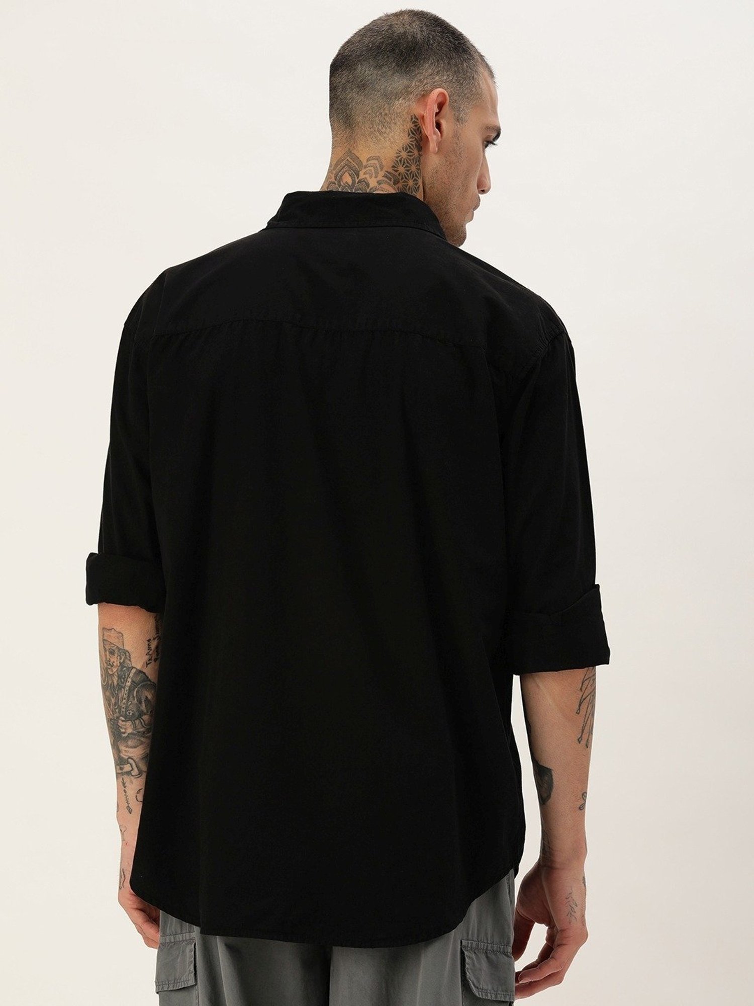 Bene Kleed Black Cotton Oversized Shirt