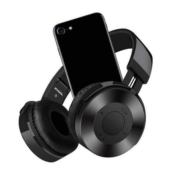 Dprui Foldable Wireless Earphone Hifi Stereo Music Gaming Headset Support Sd Card For Mobile Phone With Mic Bluetooth Headphone (Black)