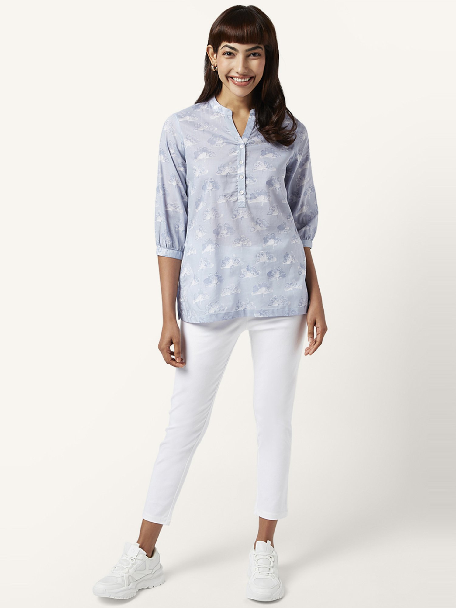 Akkriti by Pantaloons Blue Cotton Printed Tunic