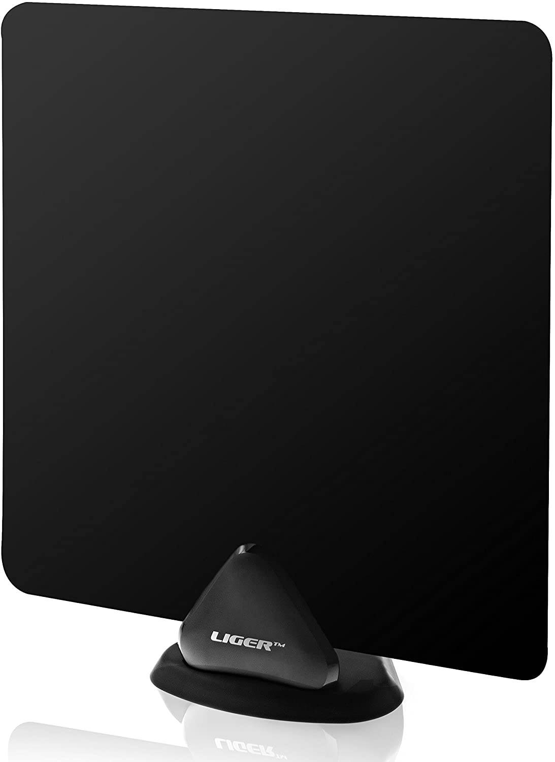 4K HDTV Antenna, Liger Ultra-Thin Indoor Antenna - Receive HD 4K Television Signals for Free - Plugs Directly Into Your TV - Includes Adhesive & Stand