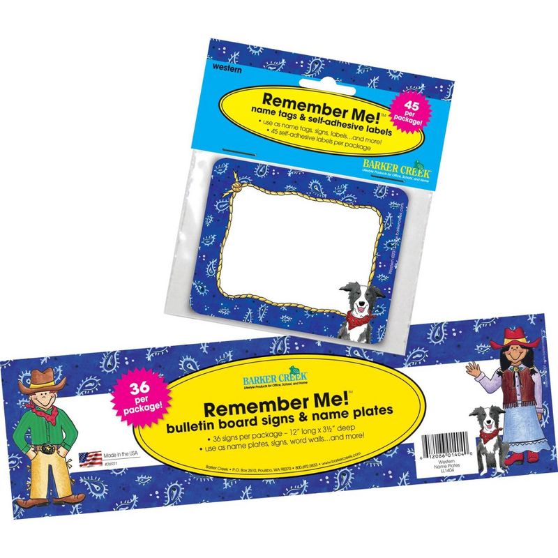 Barker Creek 81pc Western Nametag and Name Plate Set