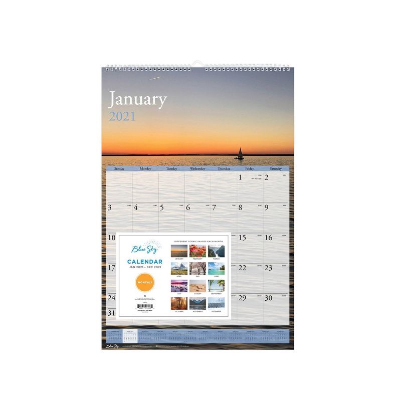 2021 The Everygirl Wall Calendar 15" x 12" Liam - Blue Sky