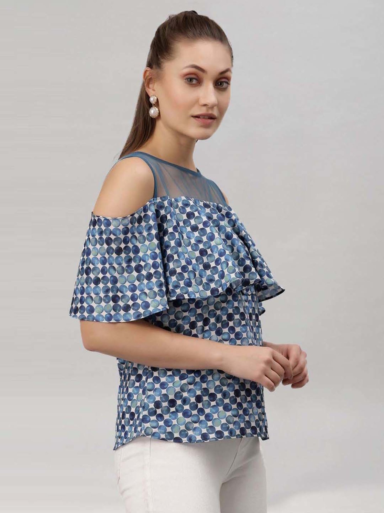SELVIA Blue Printed Top