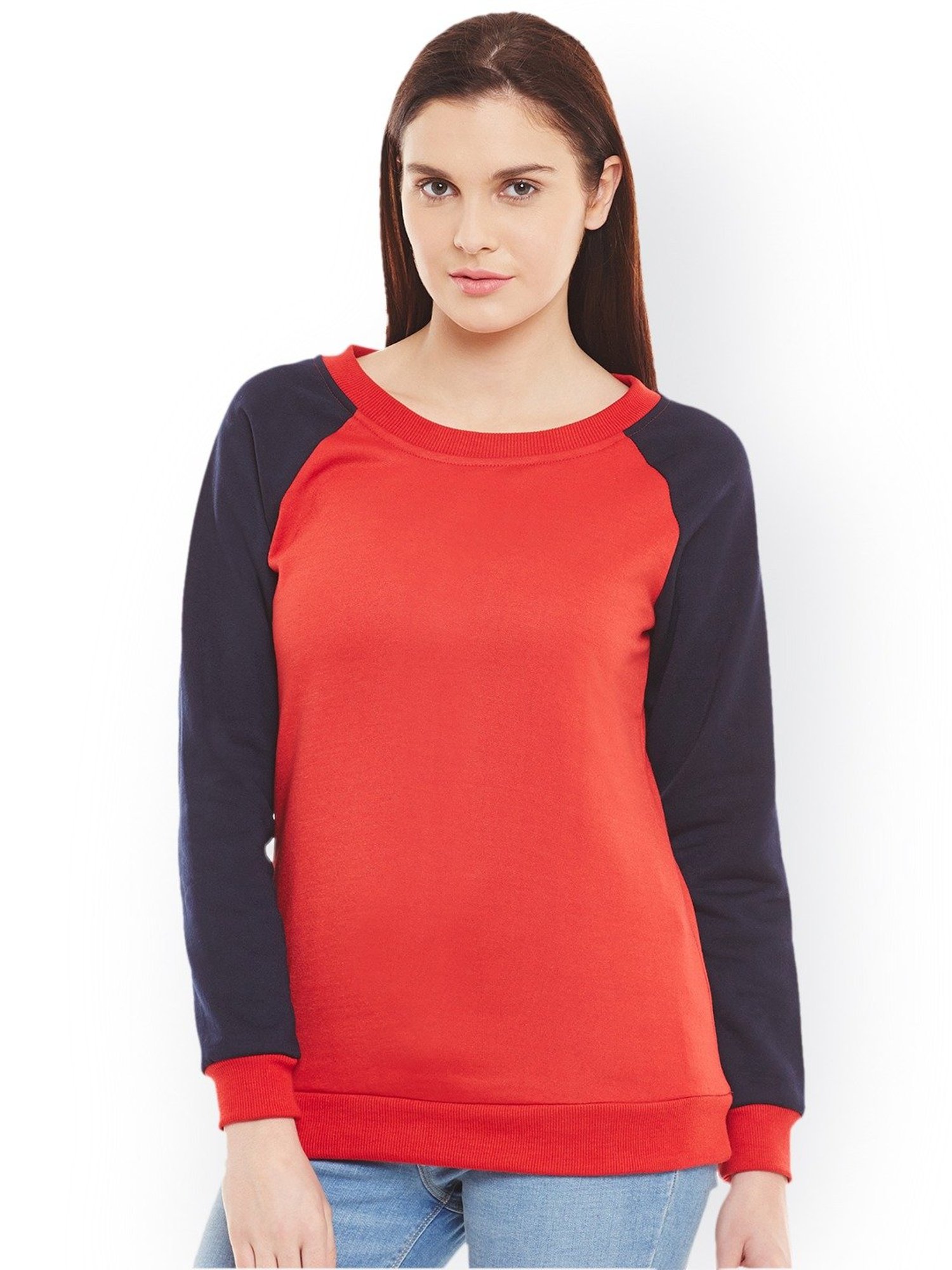 Belle Fille Red & Navy Full Sleeves Sweatshirt