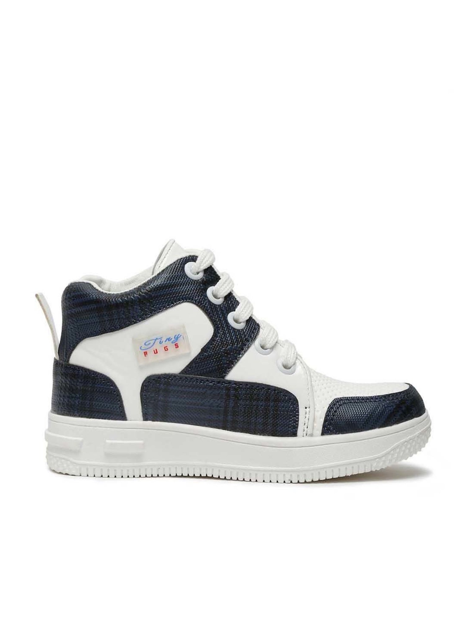 Tiny Bugs Kids White & Navy Casual Sneakers