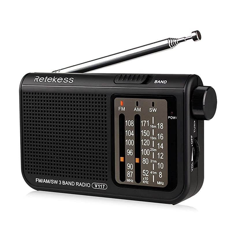 V117 Analog AM FM Radio Transistor Radio Battery Operated with Large Knobs and Clear Dial Simple Operation Suitable for Indoor ElderlyBlack