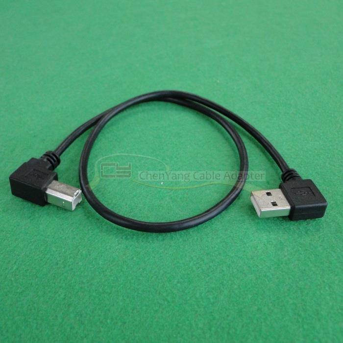 2pcs Right Angled 90 degree USB 2.0 A Male to B Male scanner Printer cable 50cm