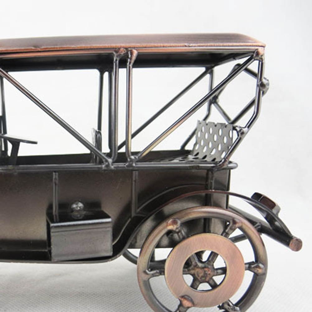 Metal Antique Vintage Car Model Home Decor Ornaments Handmade Handcraft Collections Vehicle Toys (Grey)