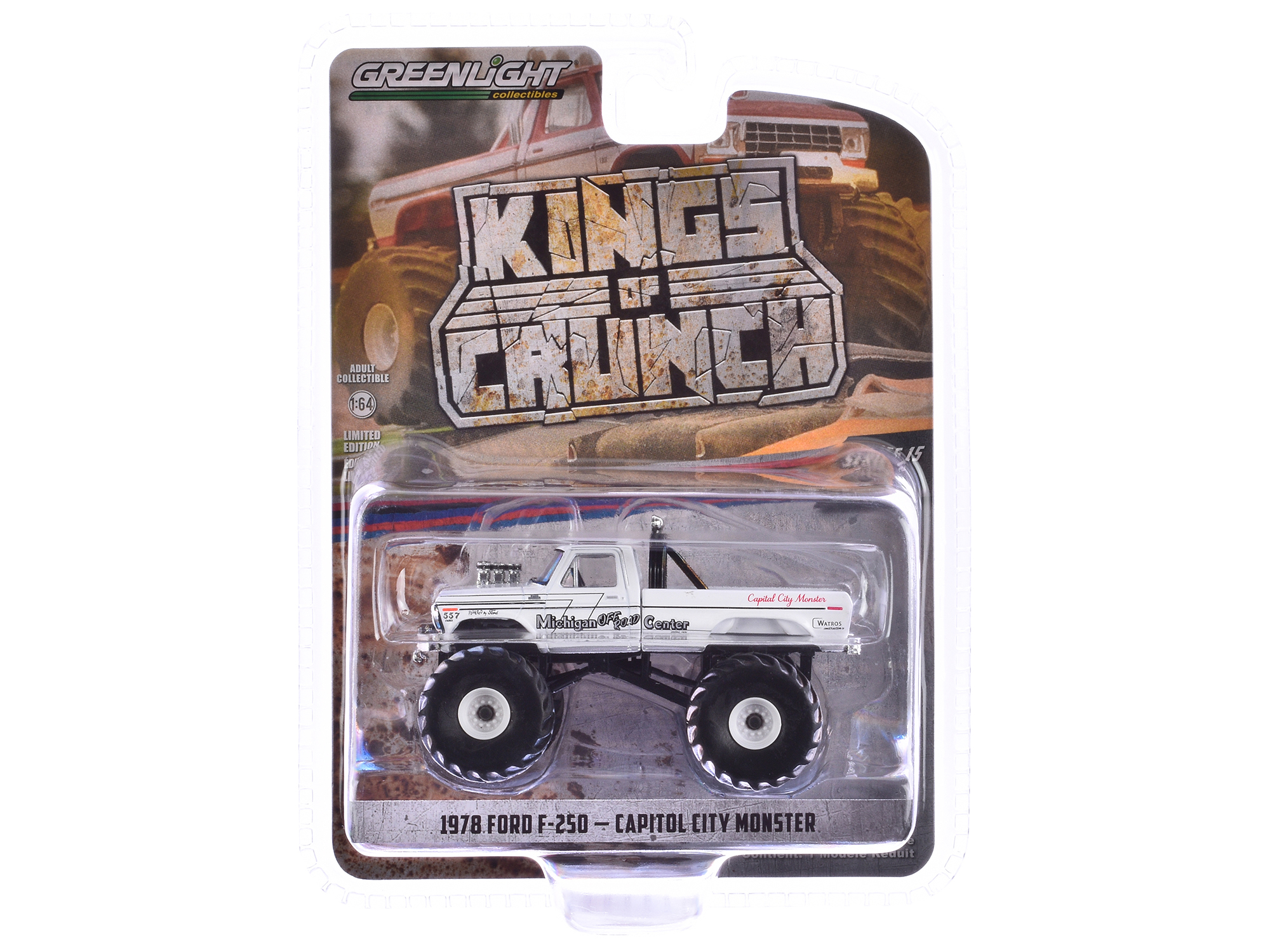 1992 Ford F-250 Monster Truck Yellow "Liquidator" "Kings of Crunch" Series 12 1/64 Diecast Model Car by Greenlight