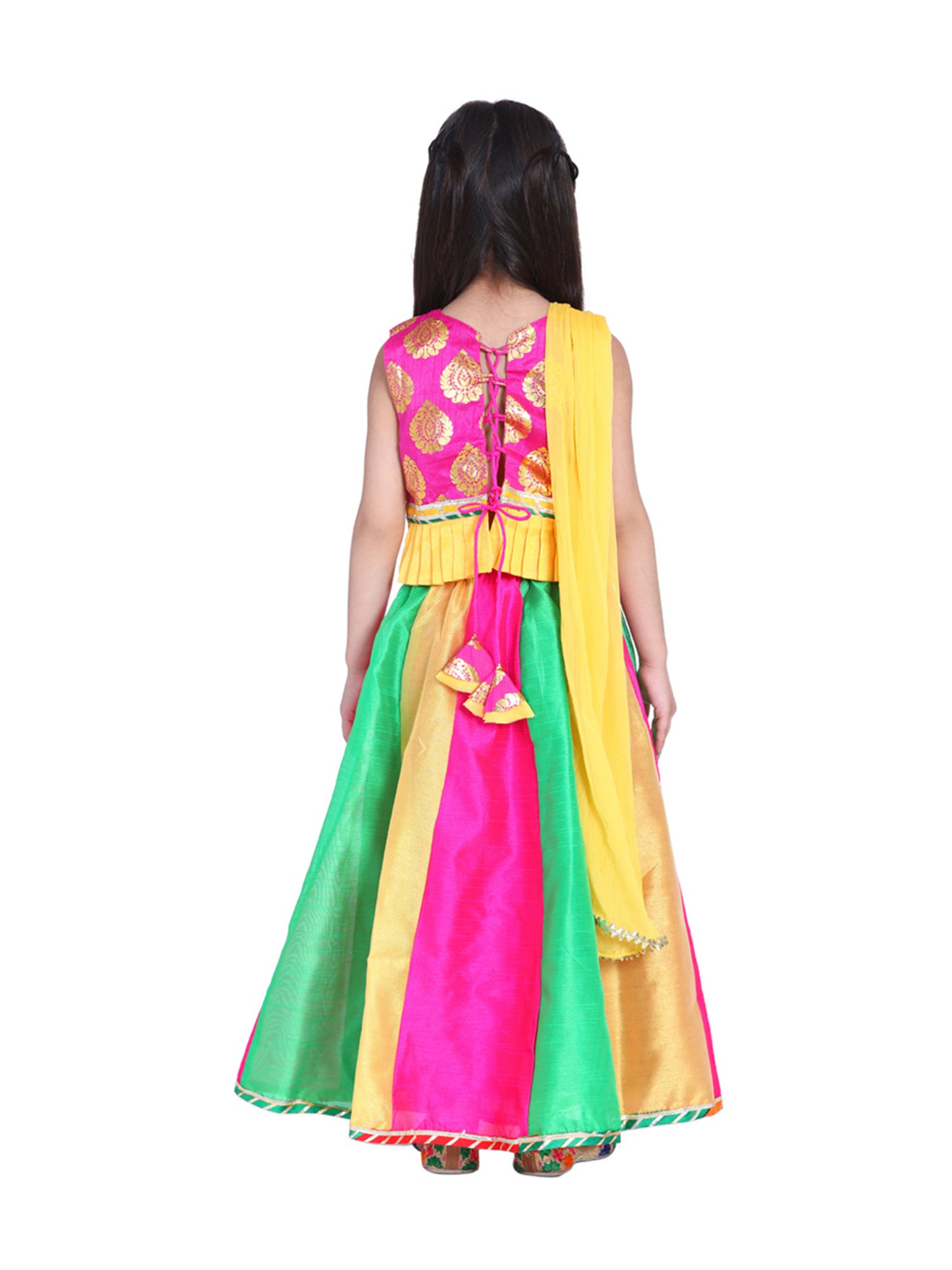 BownBee Kids Pink Regular Fit Lehenga Choli With Dupatta