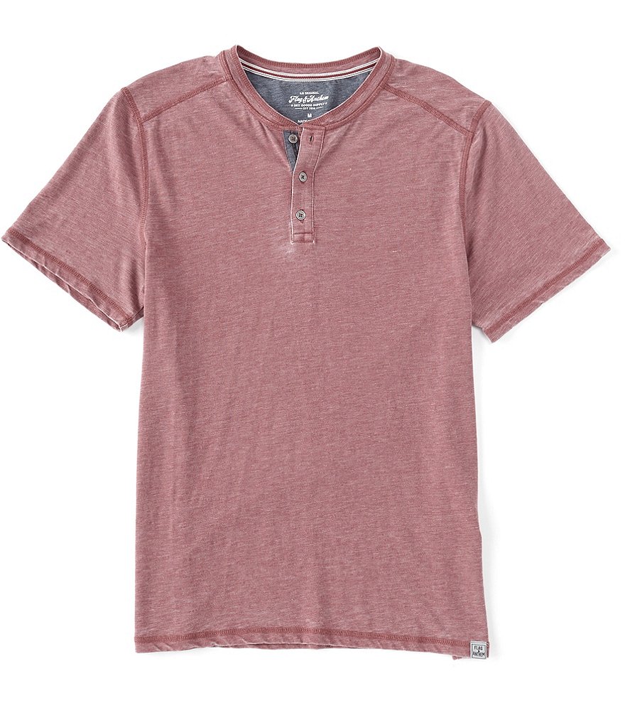 Flag and Anthem Short-Sleeve Burnout Henley Shirt