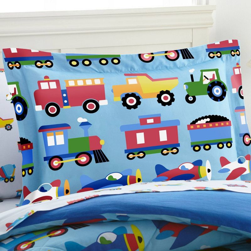 Full Trains with Planes and Trucks Cotton Comforter Set - WildKin