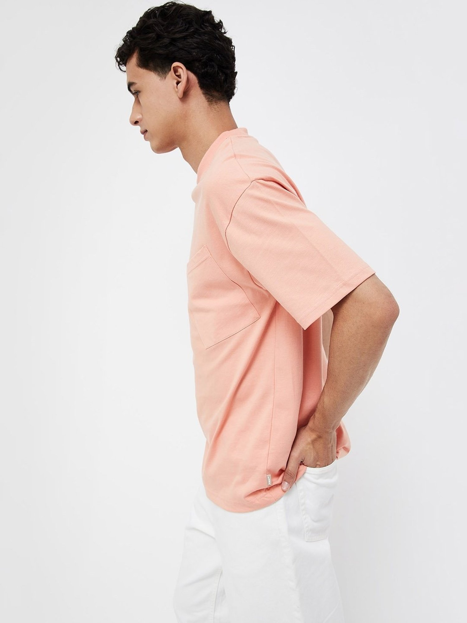 Forca By Lifestyle Peach Cotton Regular Fit T-Shirt