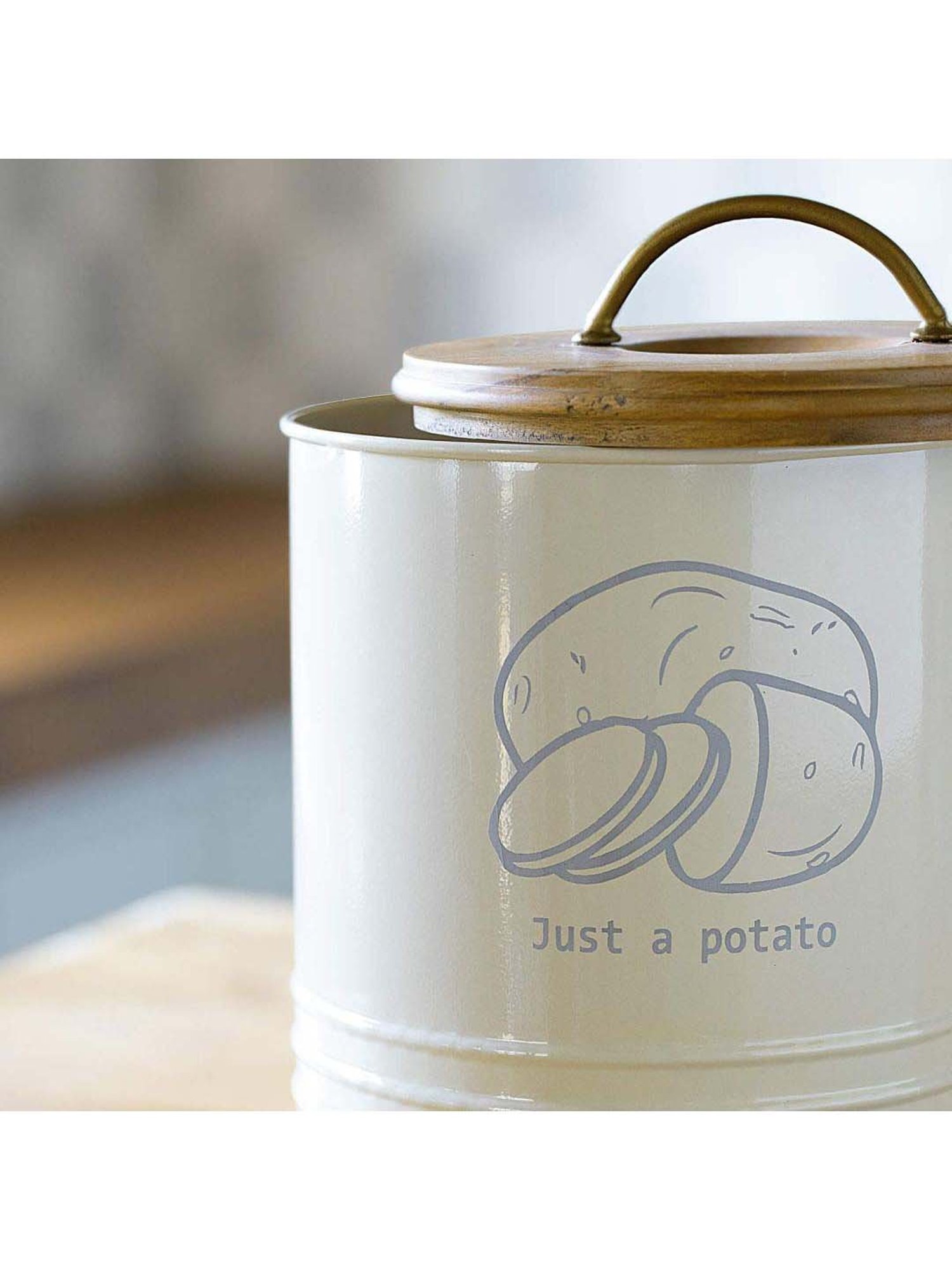 ellementry Egg Shell White Metal Container with Lid (1500 ml) - Set of 1