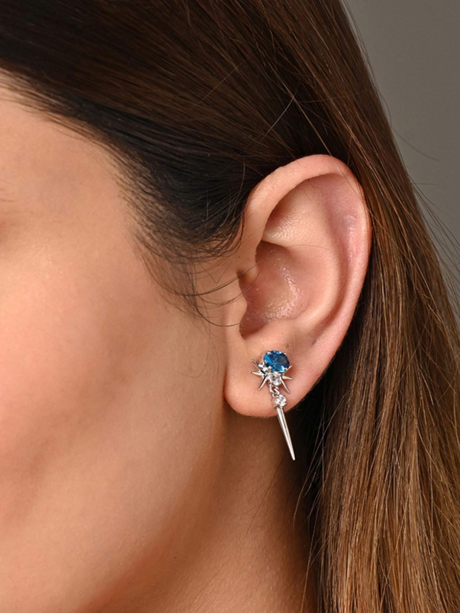 Clara 925 Silver Rhodium-Plated Swiss Zirconia Dolores Dangler Earrings