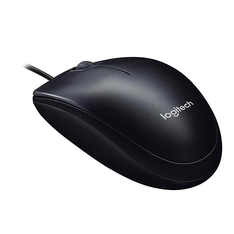 B100 Corded Mouse &ndash; Wired USB Mouse for Computers and laptops, for Right or Left Hand Use, Black