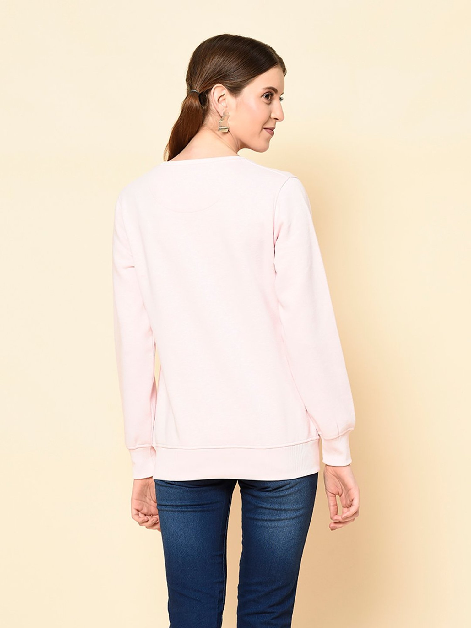 TAB91 Light Pink Graphic Print Sweatshirt