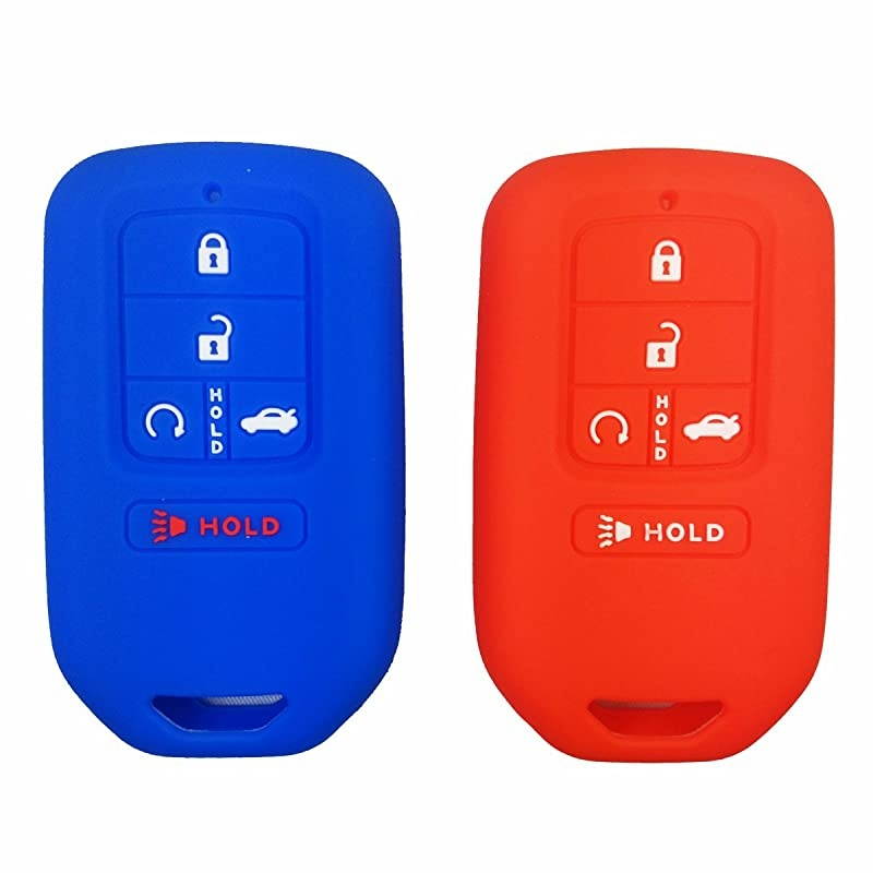 2Pcs Silicone Key Fob Cover Protector Skin Remote Jacket Bag for 2018 2017 2016 2015 Honda Accord Civic CRV CRV Pilot EX EXL Touring Premium