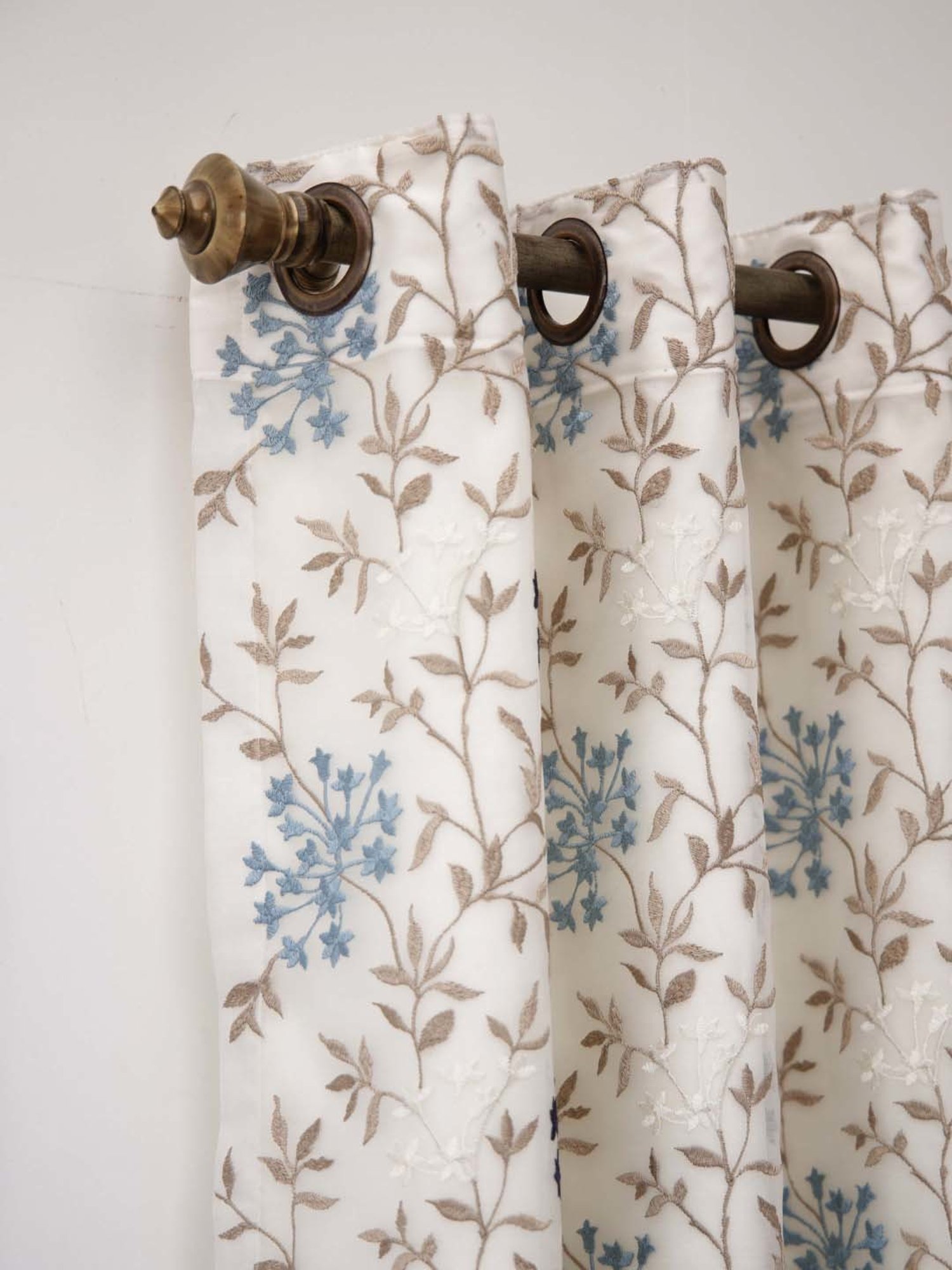 Ariana Beige & Blue Polyester 7 Ft Door Curtain - Single Piece