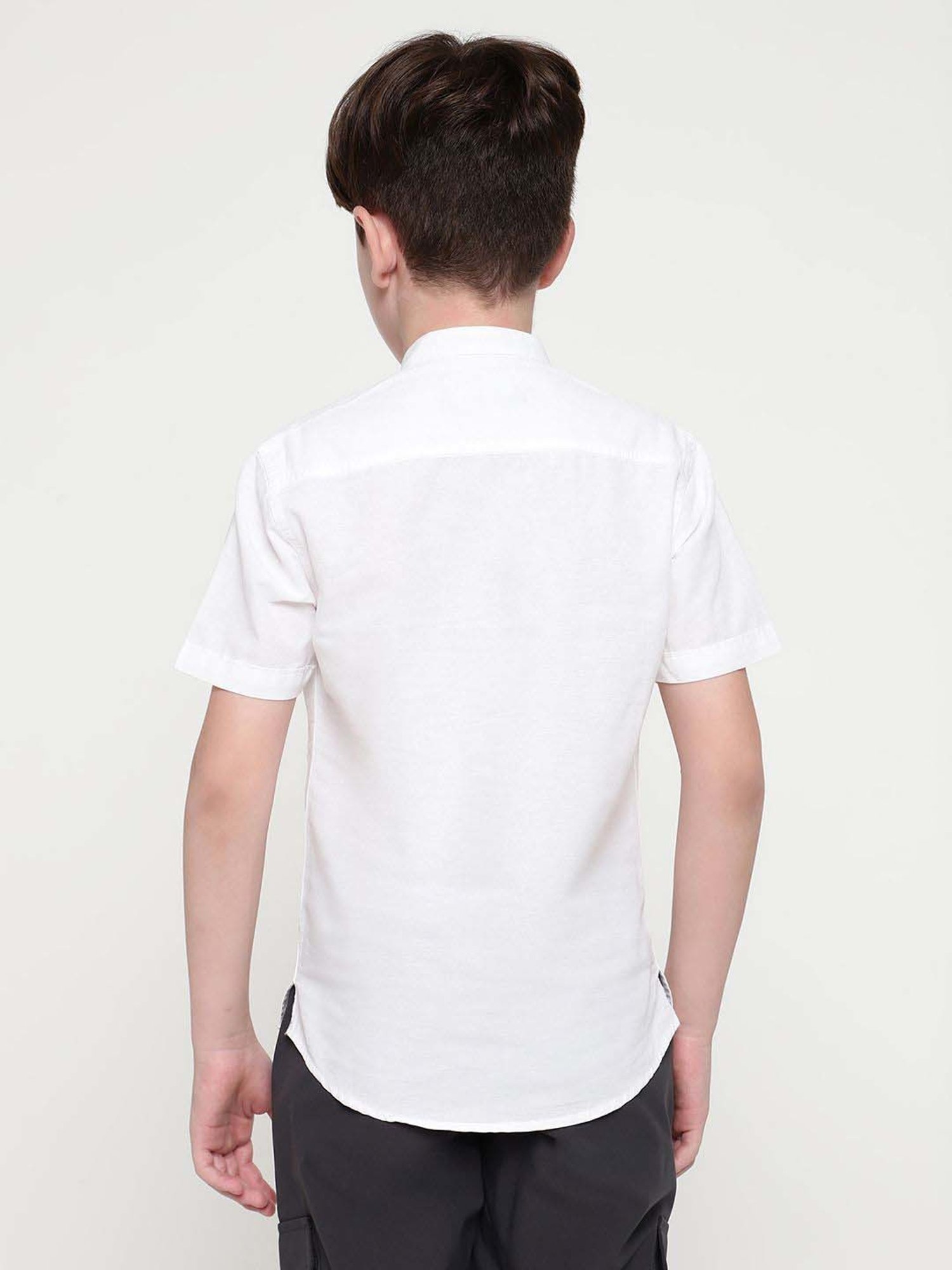 Octave Kids White Cotton Regular Fit Shirt
