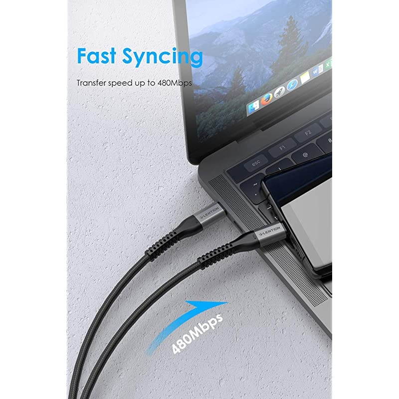 USB C to USB C Cable 66ft 100W Type C 20V5A Fast Charging Braided Cord Compatible 20202016 MacBook Pro New iPad ProMac AirSurface Samsung Galaxy S20S10S9S8PlusNote More Grey