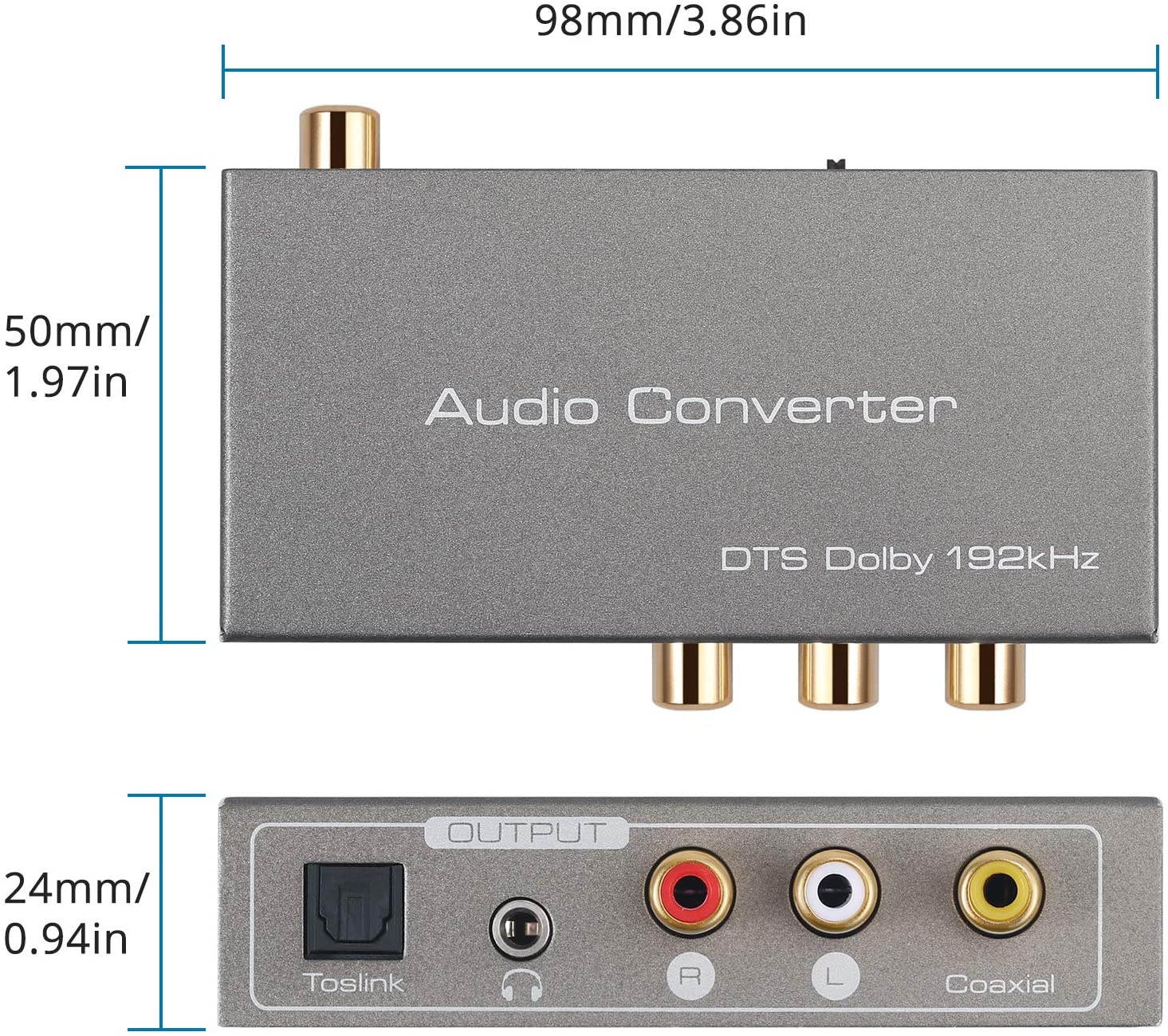 CAMWAY HDMI ARC Audio Extractor Adapter 192K Audio Converter Multifunction Audio Extractor Converter Toslink(Optical) Coaxial HDMI ARC Input to Coaxial Toslink(Optical) Stereo L/R 3.5mm Jack Output