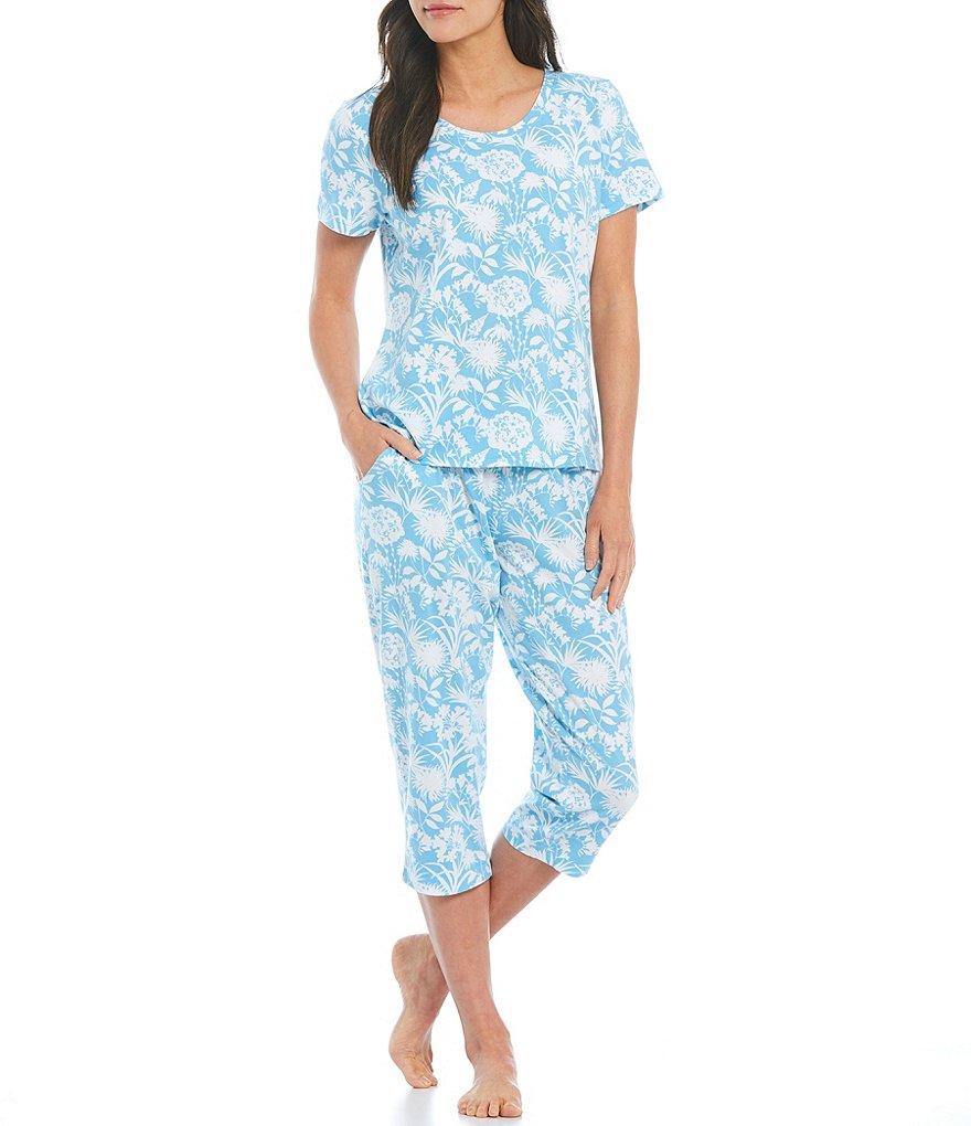 Sleep Sense Floral Print Knit Capri Coordinating Sleep Pants