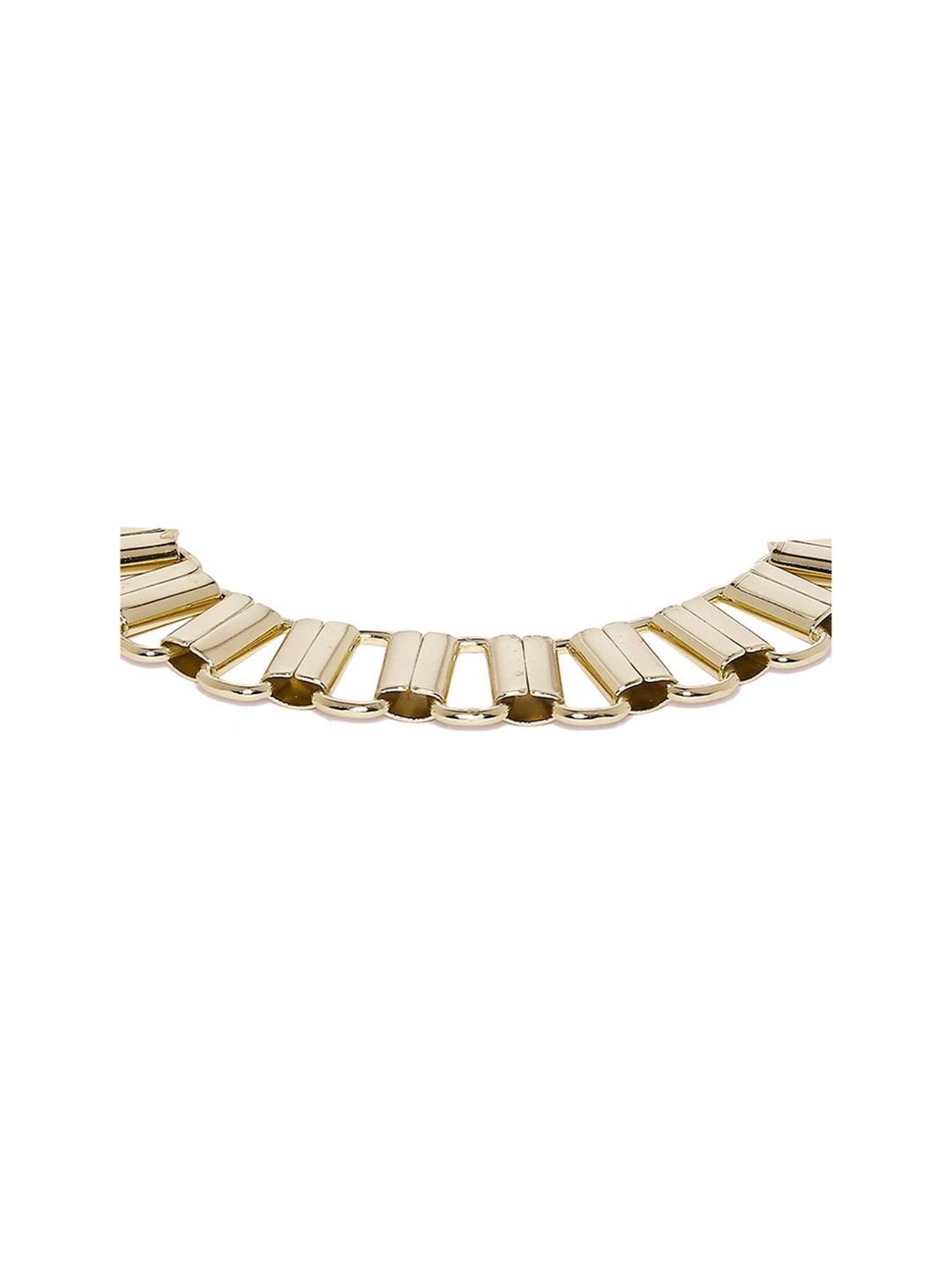 OOMPH Golden Tone Broad Stylish Latest Link Chain Fashion Bracelet for Women