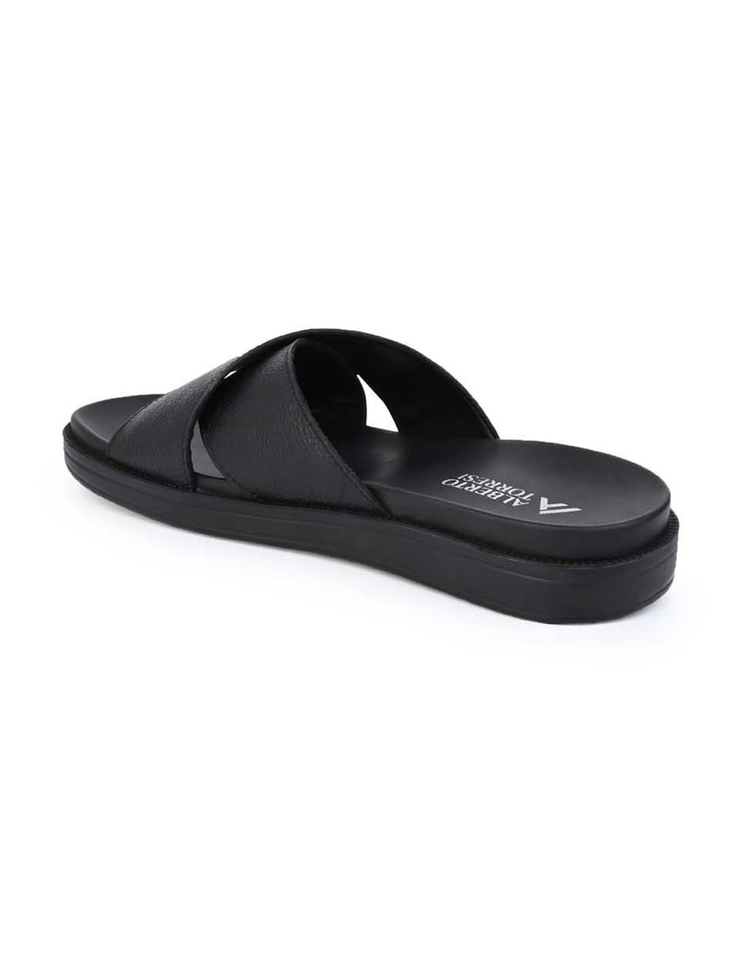 Alberto Torresi 
 Men's Black Cross Strap Sandals