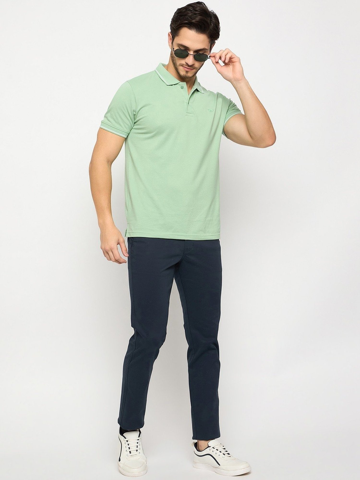 Duke Navy Cotton Slim Fit Chinos