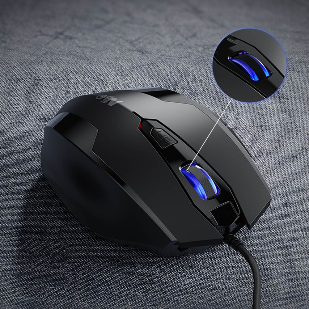 Ergonomic Gaming Mouse 2400DPI Wired Optical Maus for Computer PC Laptop Accessories Not Bluetooth Mouses Gamer 6 Keys Mice (Black)