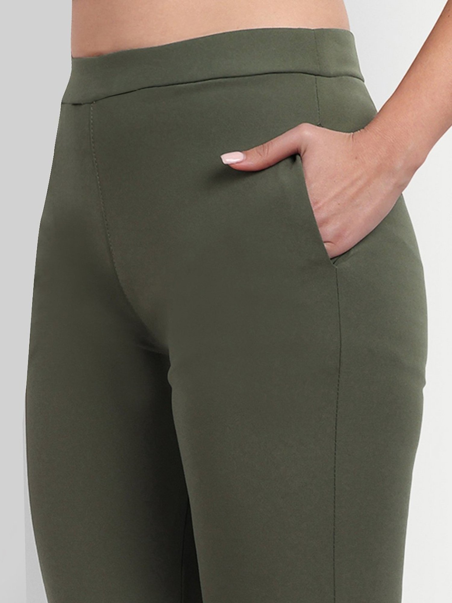 Broadstar Olive Bootcut High Rise Flared Trousers