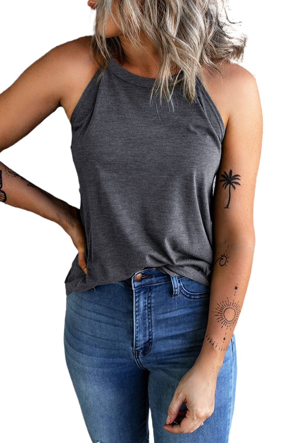 Blank Sweatshirt - Black Plaid Leopard Print Patchwork Long Sleeve Top Customized