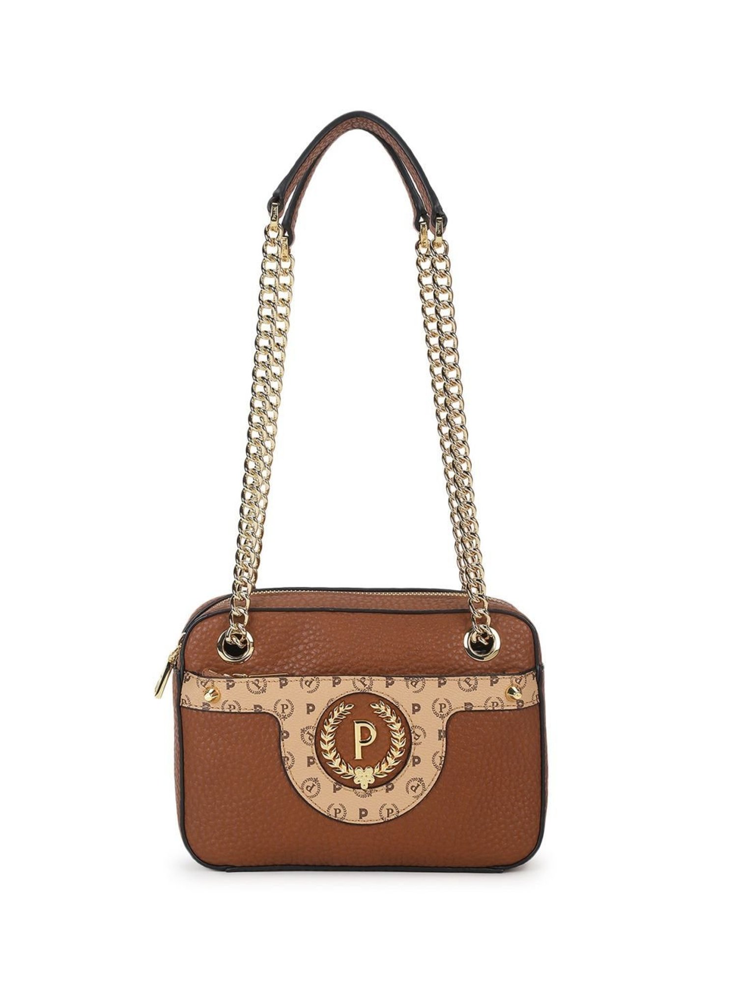 Pollini Brown Printed Medium Shoulder Bag