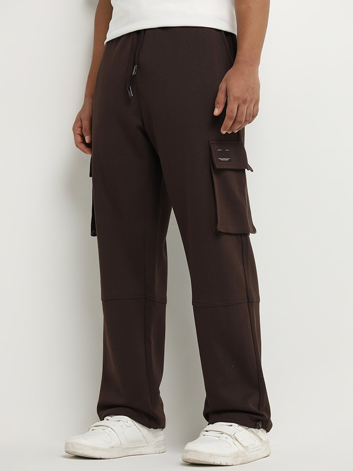 Studiofit by Westside Brown Cargo-Style Mid-Rise Relaxed-Fit Pants