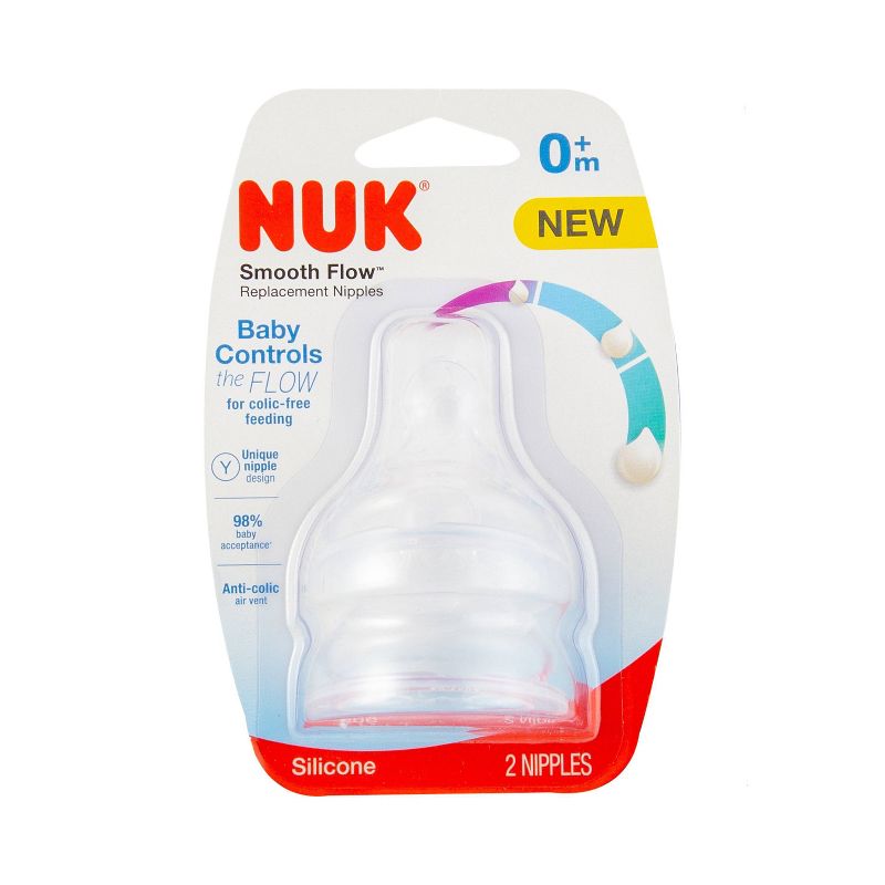 NUK Size 1 Smooth Flow Anti-Colic Bottle Nipples - 2ct