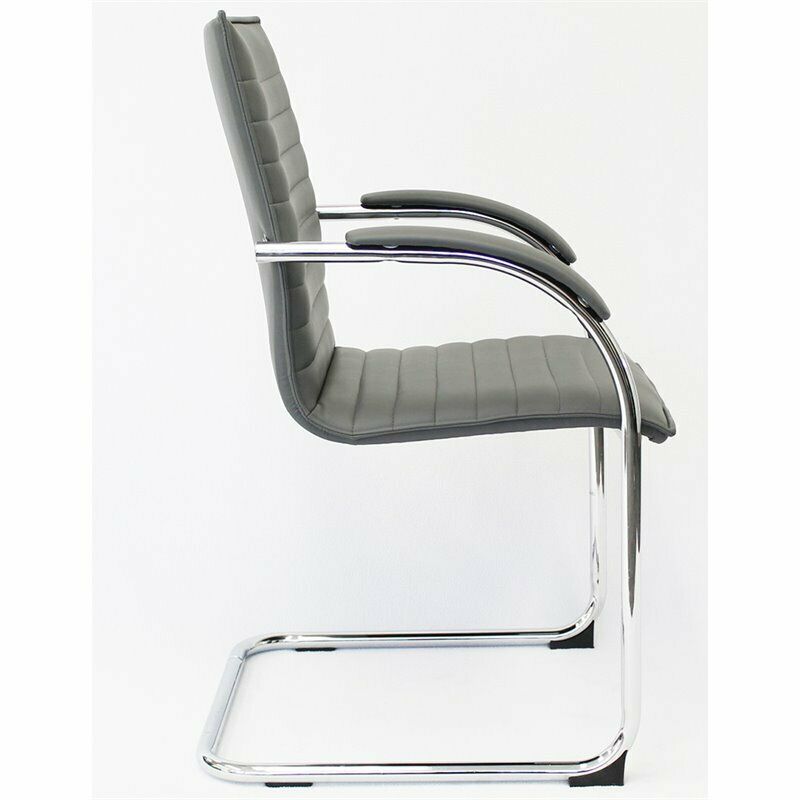 Boss Office Faux Leather Office Chair in Gray (Set of 2)